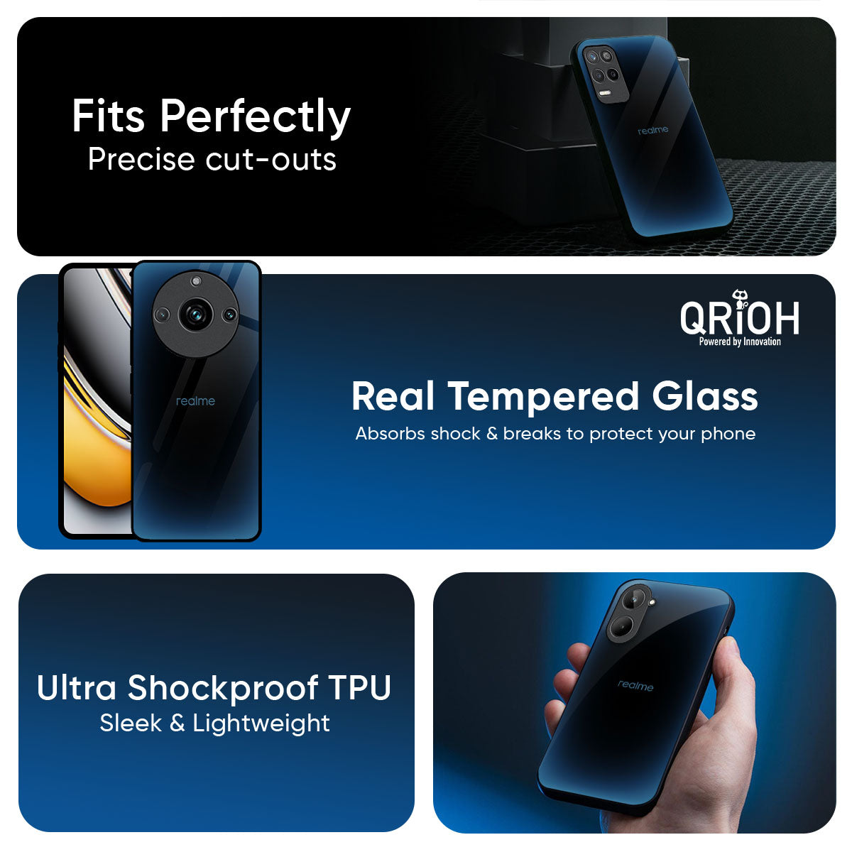 Blue Dynamic Glass Case for Realme GT7 Pro