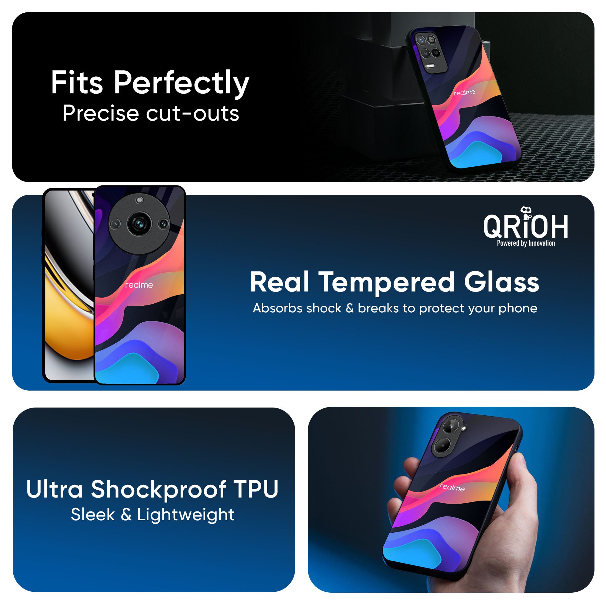 Colorful Fluid Glass Case for Realme 13 5G