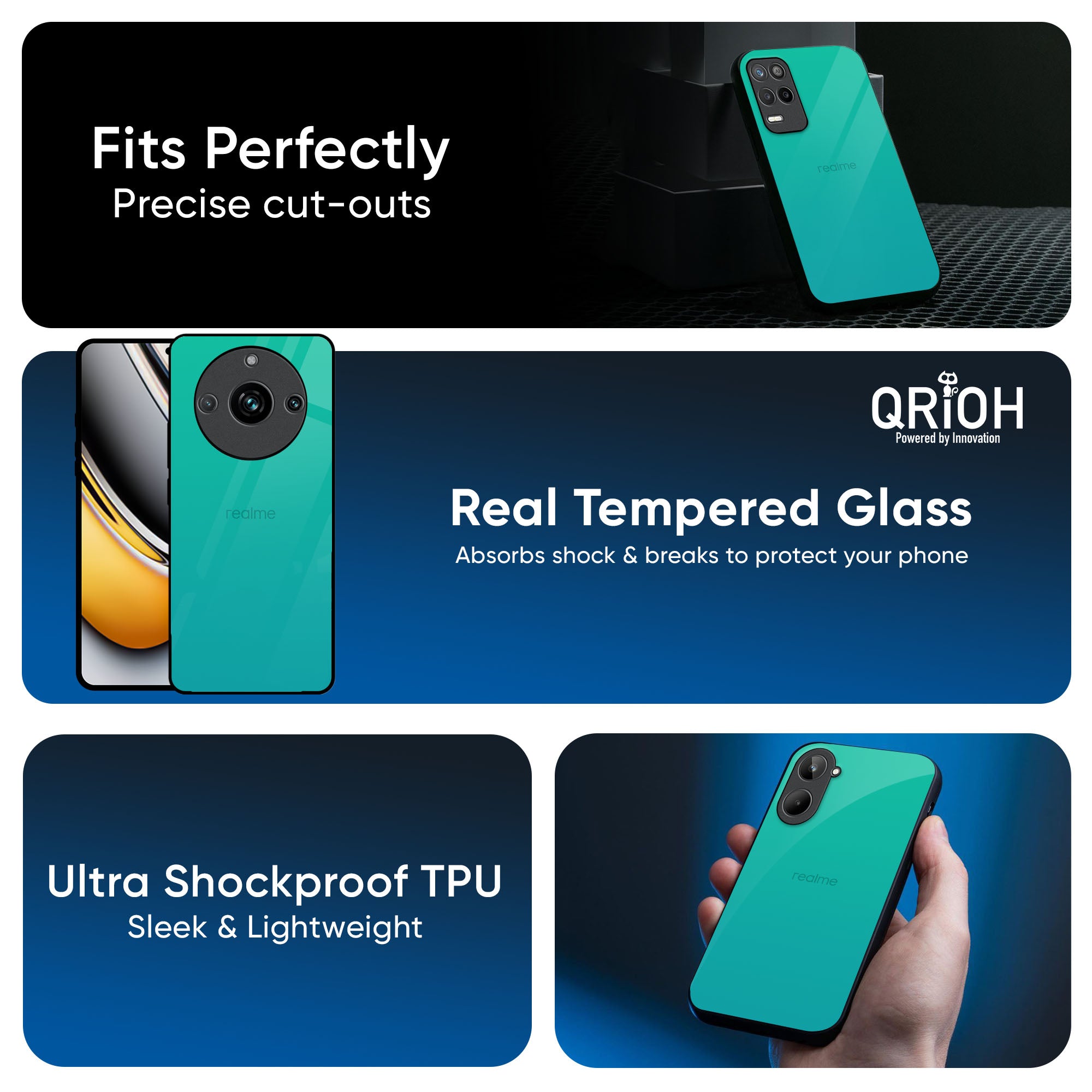 Cuba Blue Glass Case For Realme 13 Plus 5G