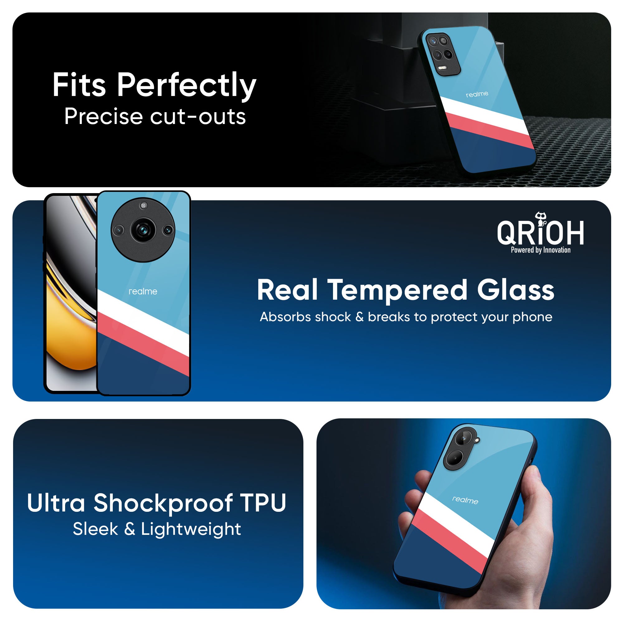 Pink & White Stripes Glass Case For Realme P1 5G