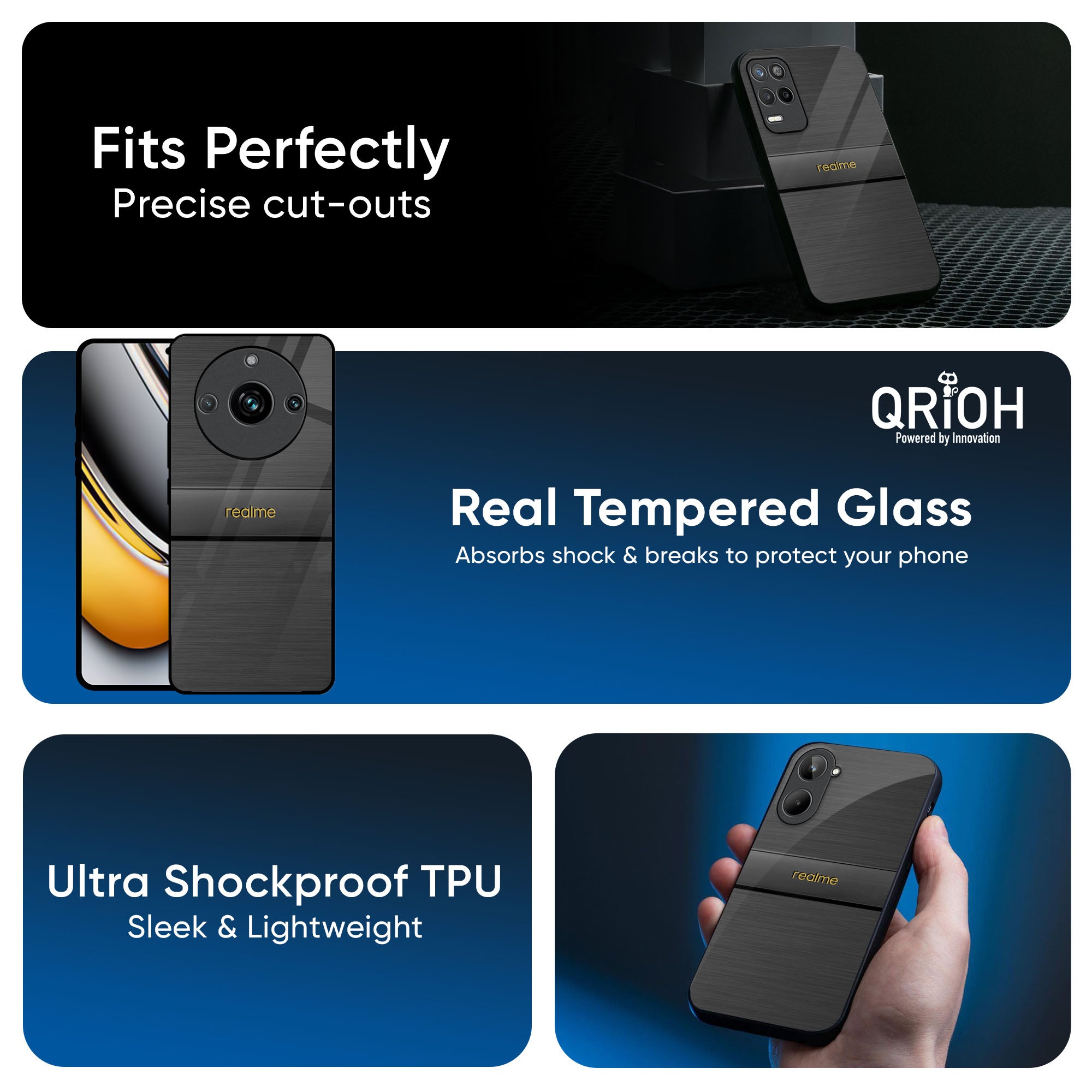 Grey Metallic Glass Case For Realme GT7 Pro
