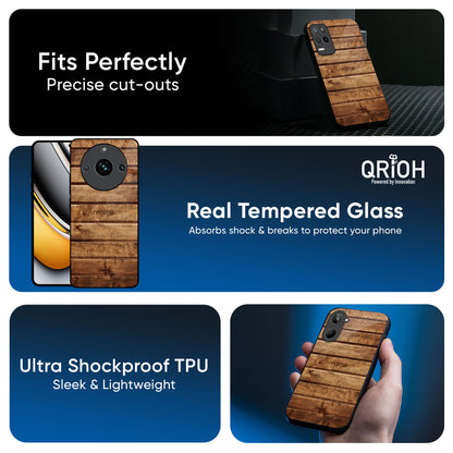 Wooden Planks Glass Case for Realme 13 Pro Plus 5G