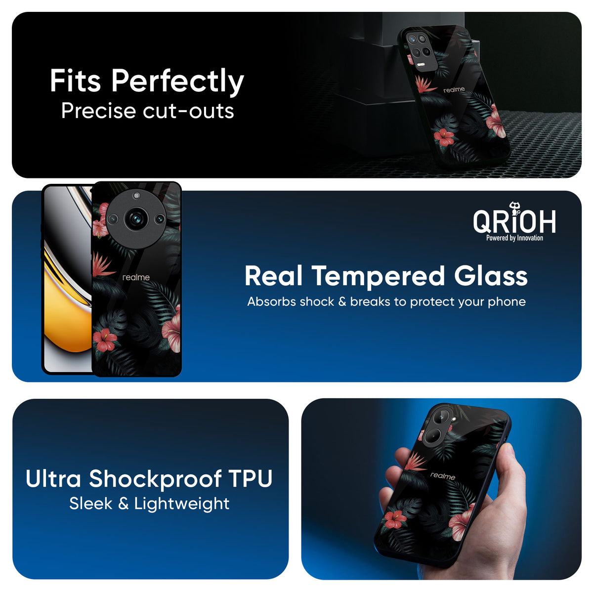 Tropical Art Flower Glass Case for Realme GT7 Pro