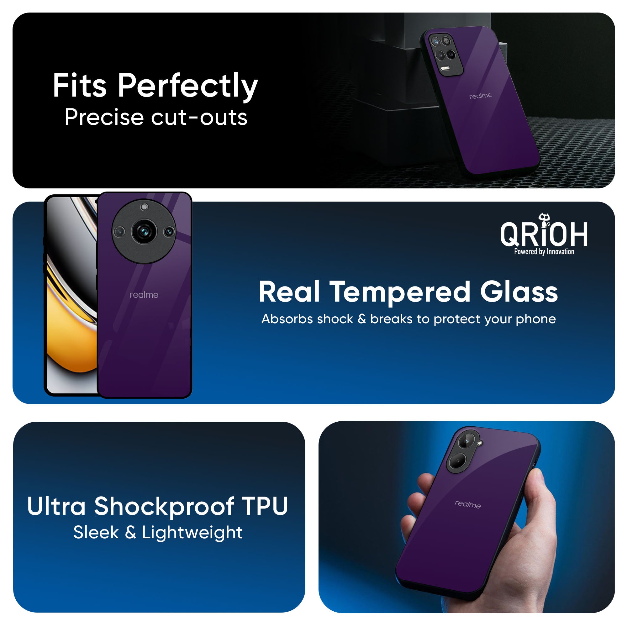 Dark Purple Glass Case for Realme 13 5G