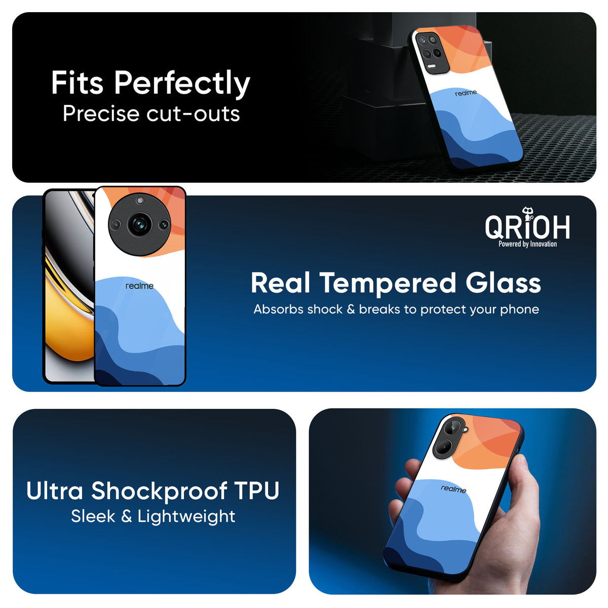 Wavy Color Pattern Glass Case for Realme 13 Plus 5G