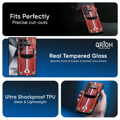 Racing Vintage Glass Case for Samsung Galaxy F41