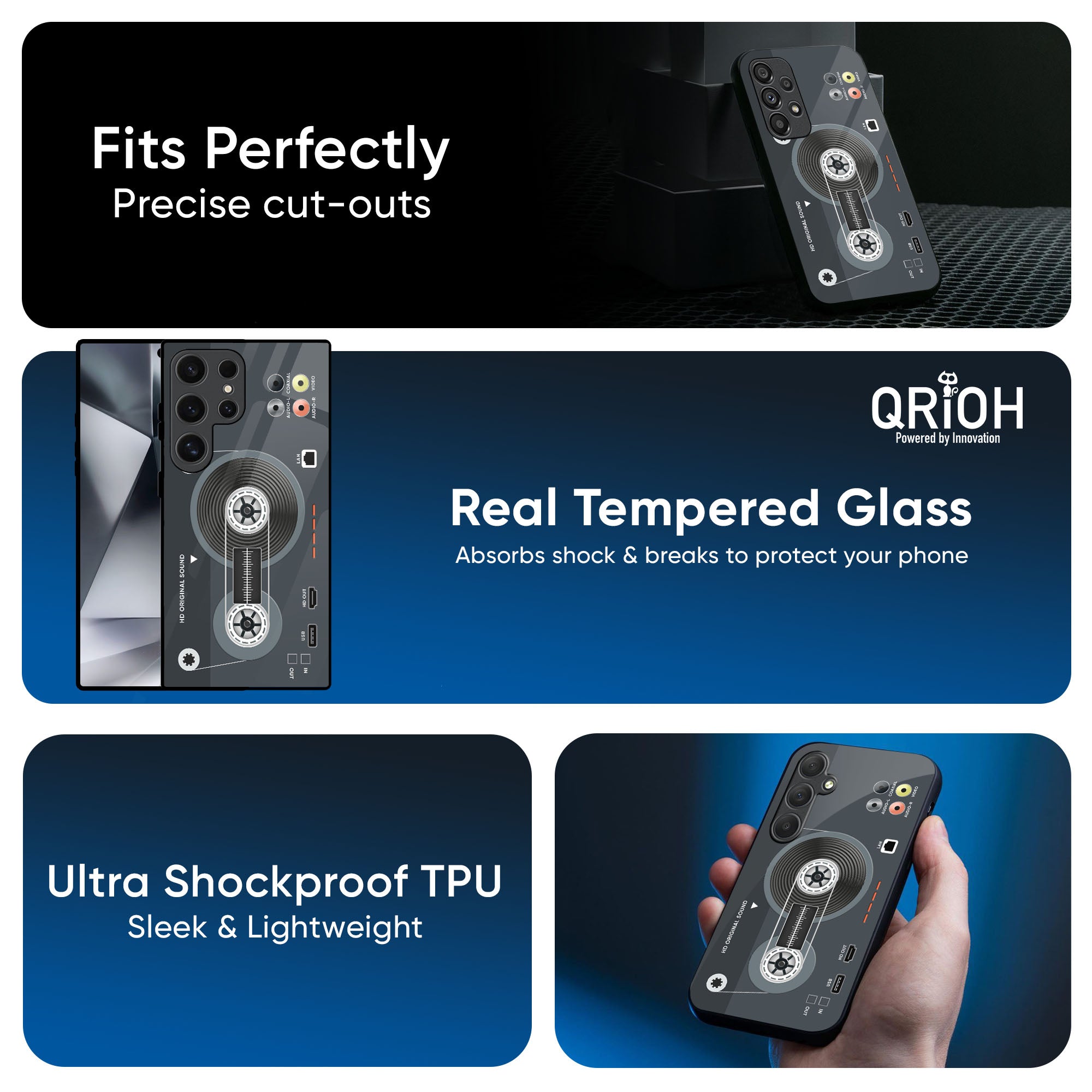 Retro Recorder Glass Case for Samsung Galaxy F41