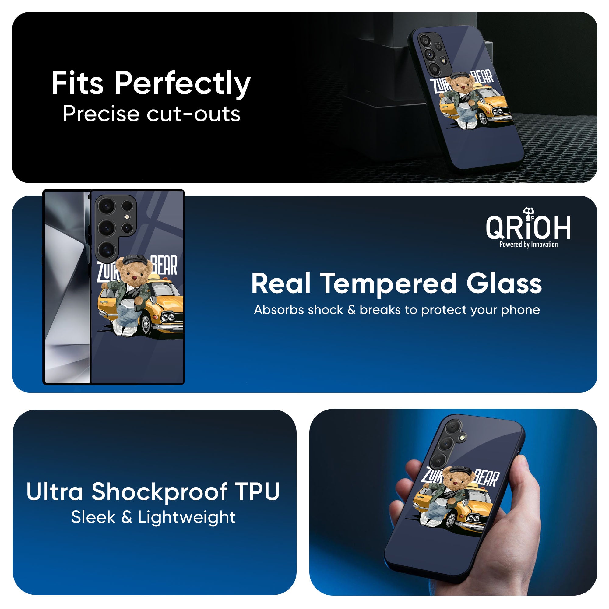 Adventurous Bear Glass Case for Samsung Galaxy A36 5G