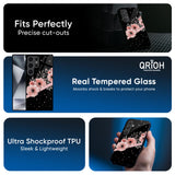 Floral Black Band Glass Case For Samsung Galaxy S25 5G