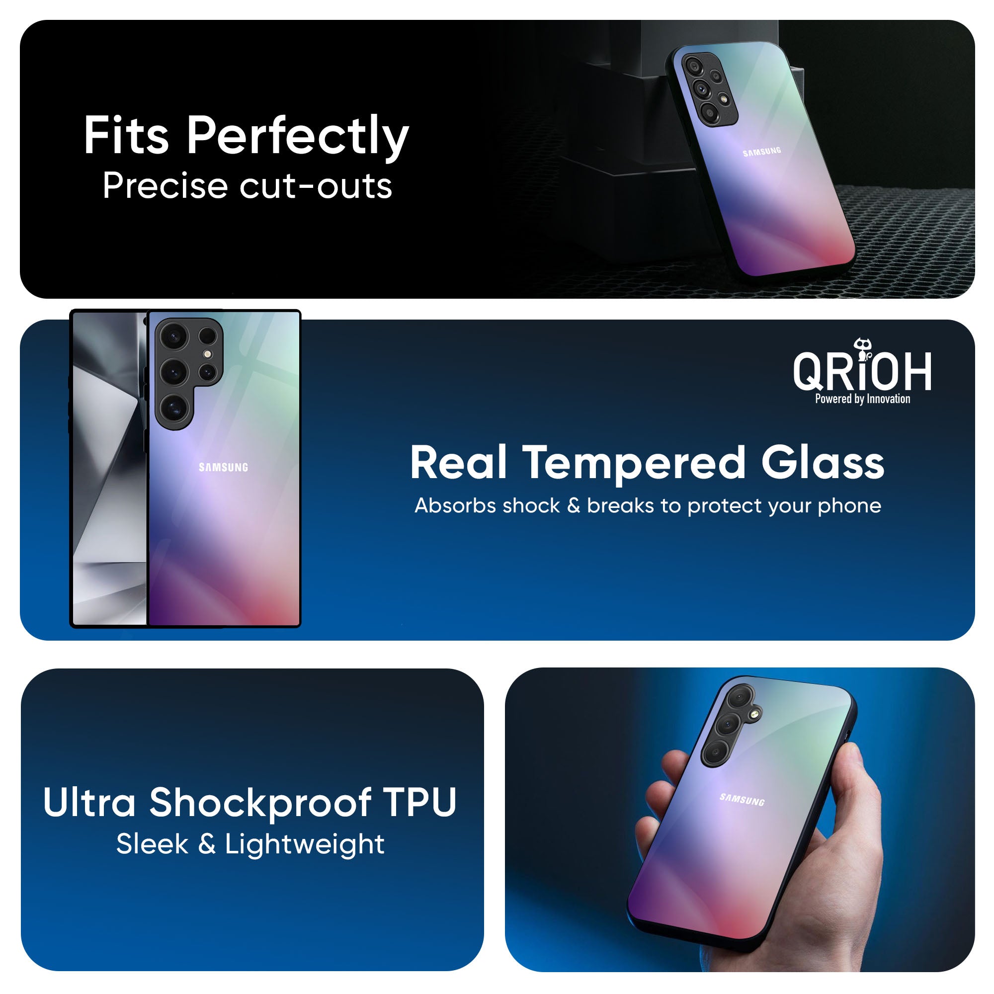 Abstract Holographic Glass Case for Samsung Galaxy S25 5G