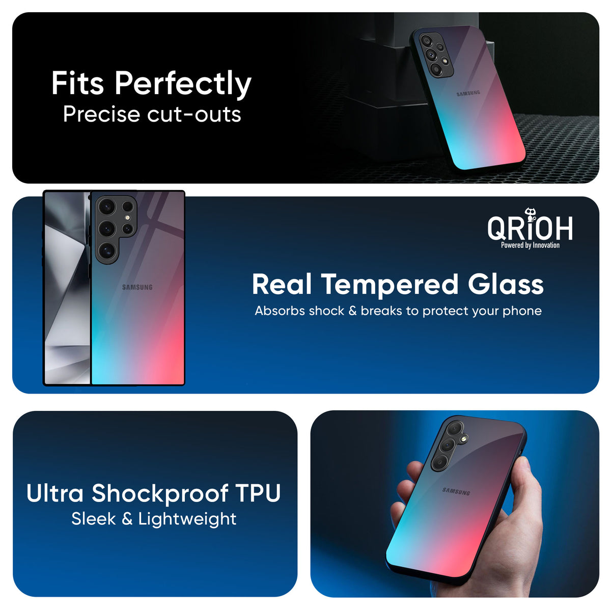 Rainbow Laser Glass Case for Samsung Galaxy M55s