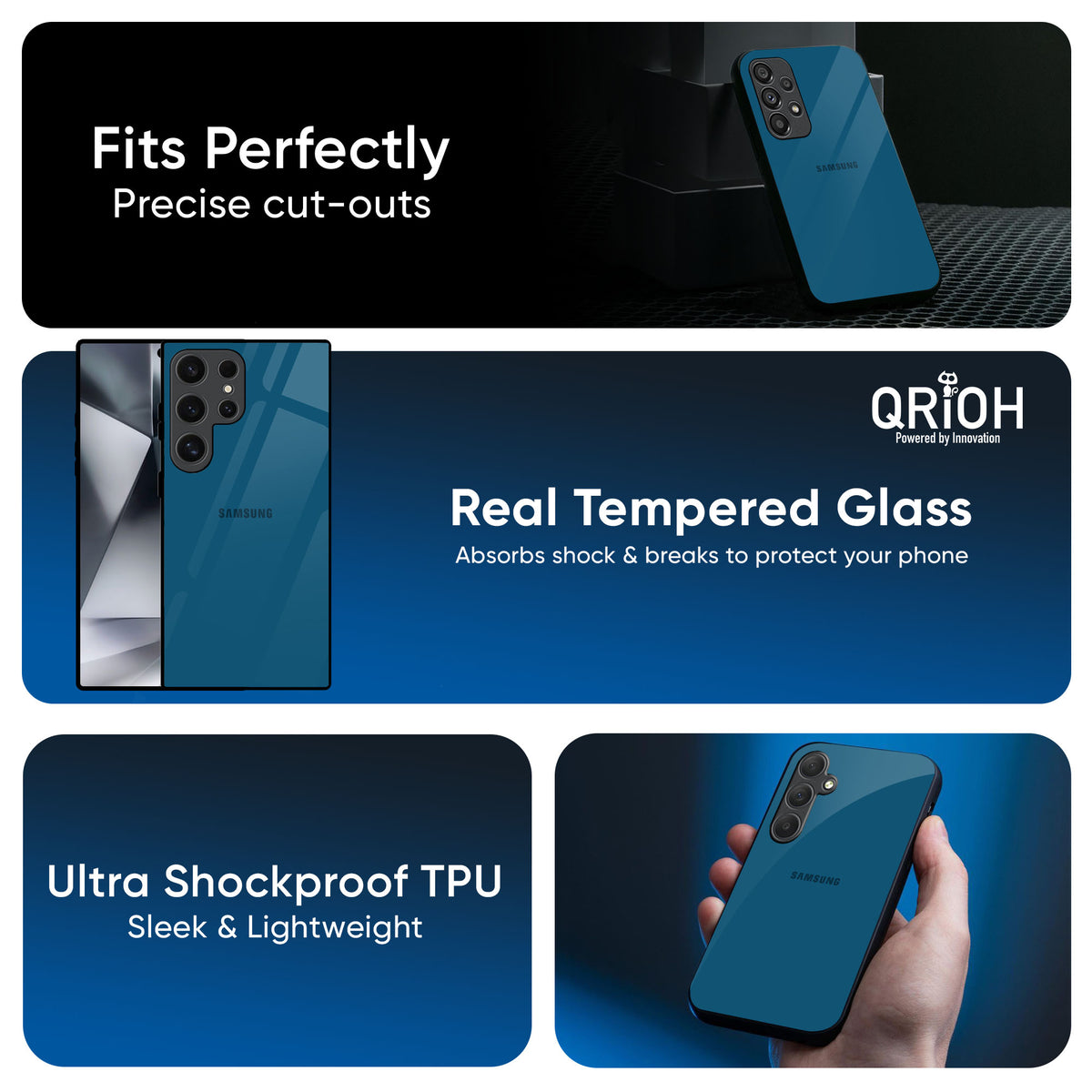 Cobalt Blue Glass Case for Samsung Galaxy A56 5G