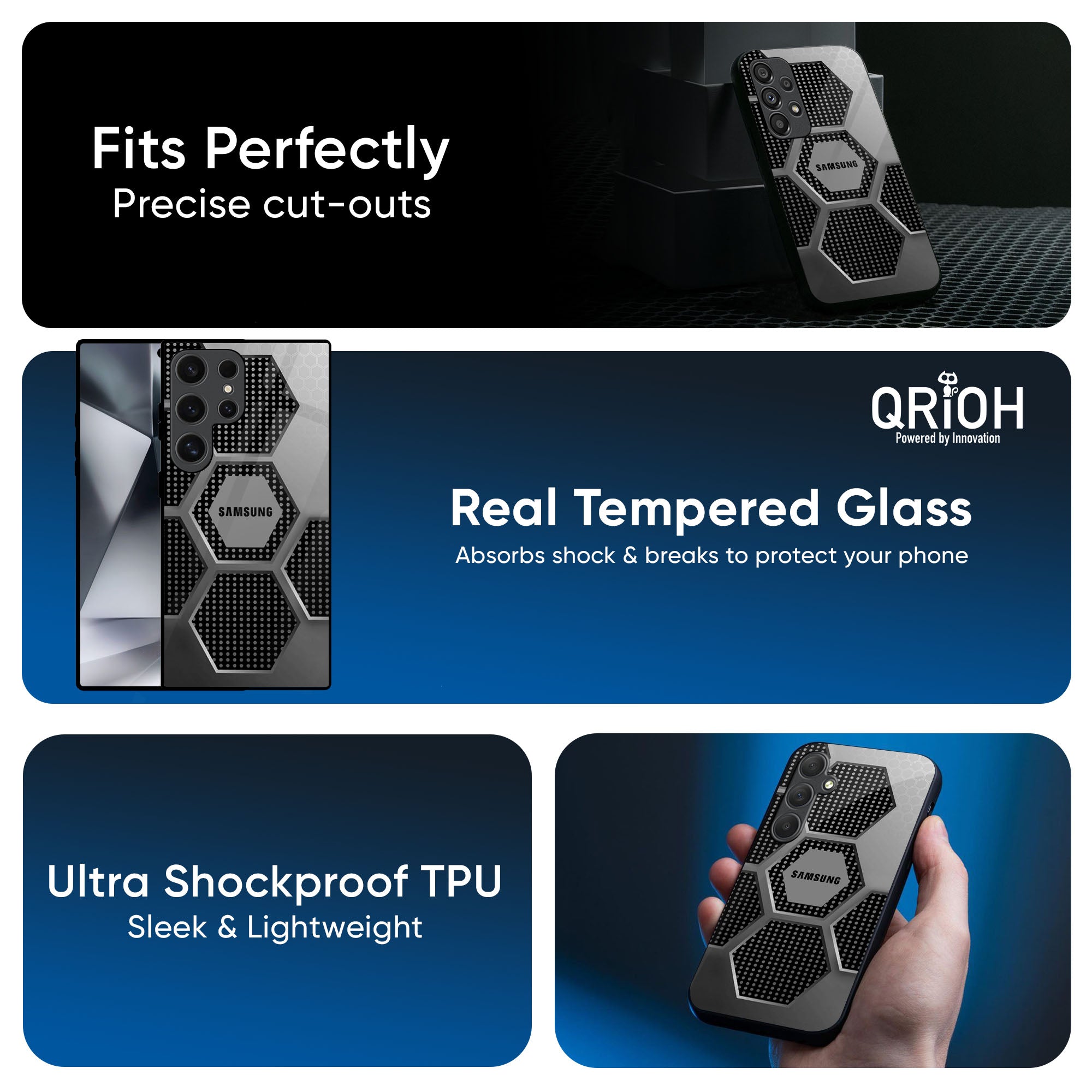 Hexagon Style Glass Case For Samsung Galaxy S25 Ultra 5G