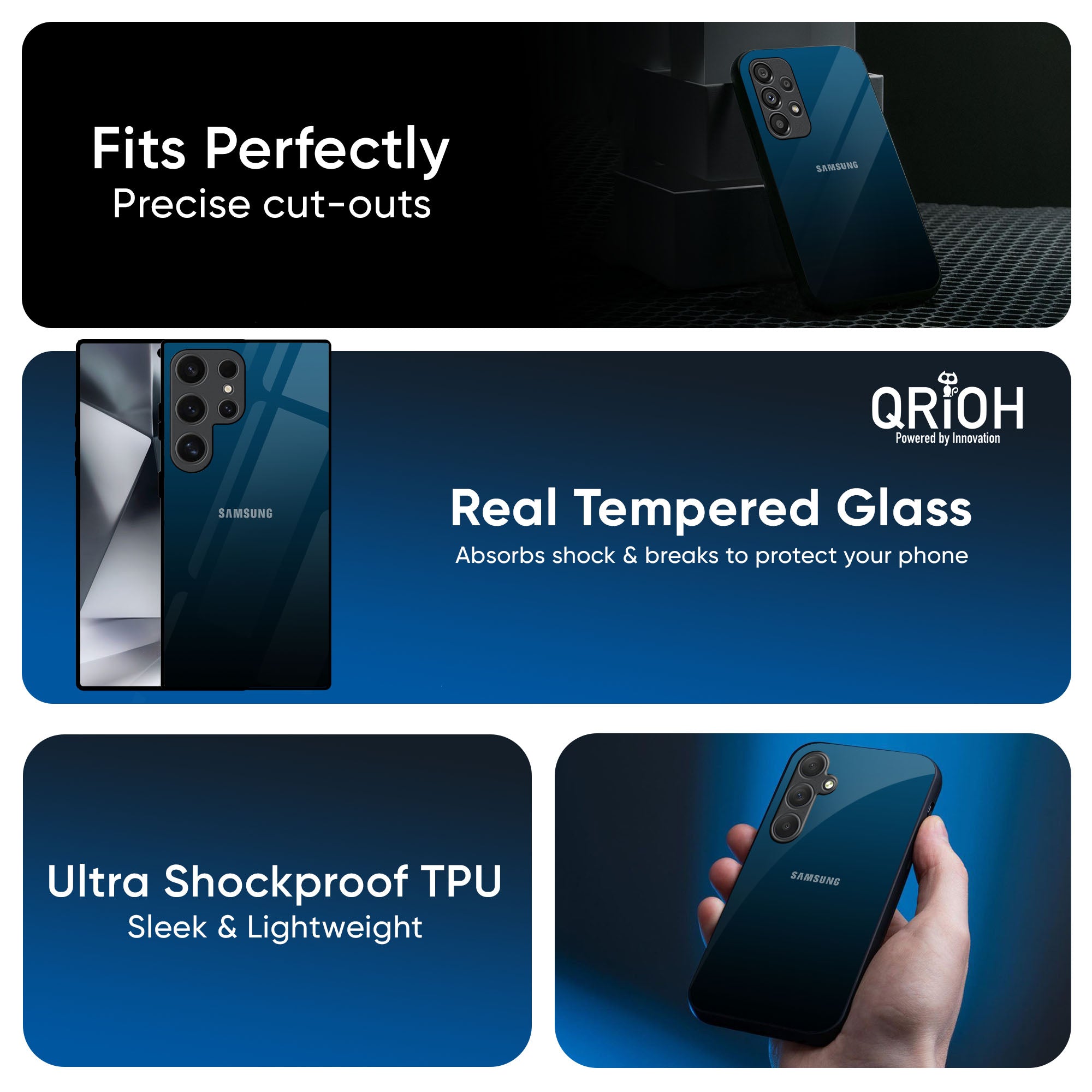 Sailor Blue Glass Case For Samsung Galaxy M55s