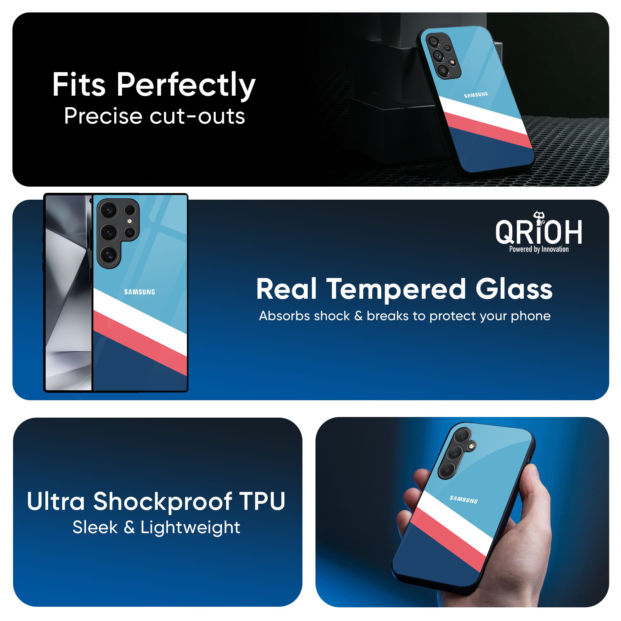 Pink & White Stripes Glass Case For Samsung Galaxy A36 5G