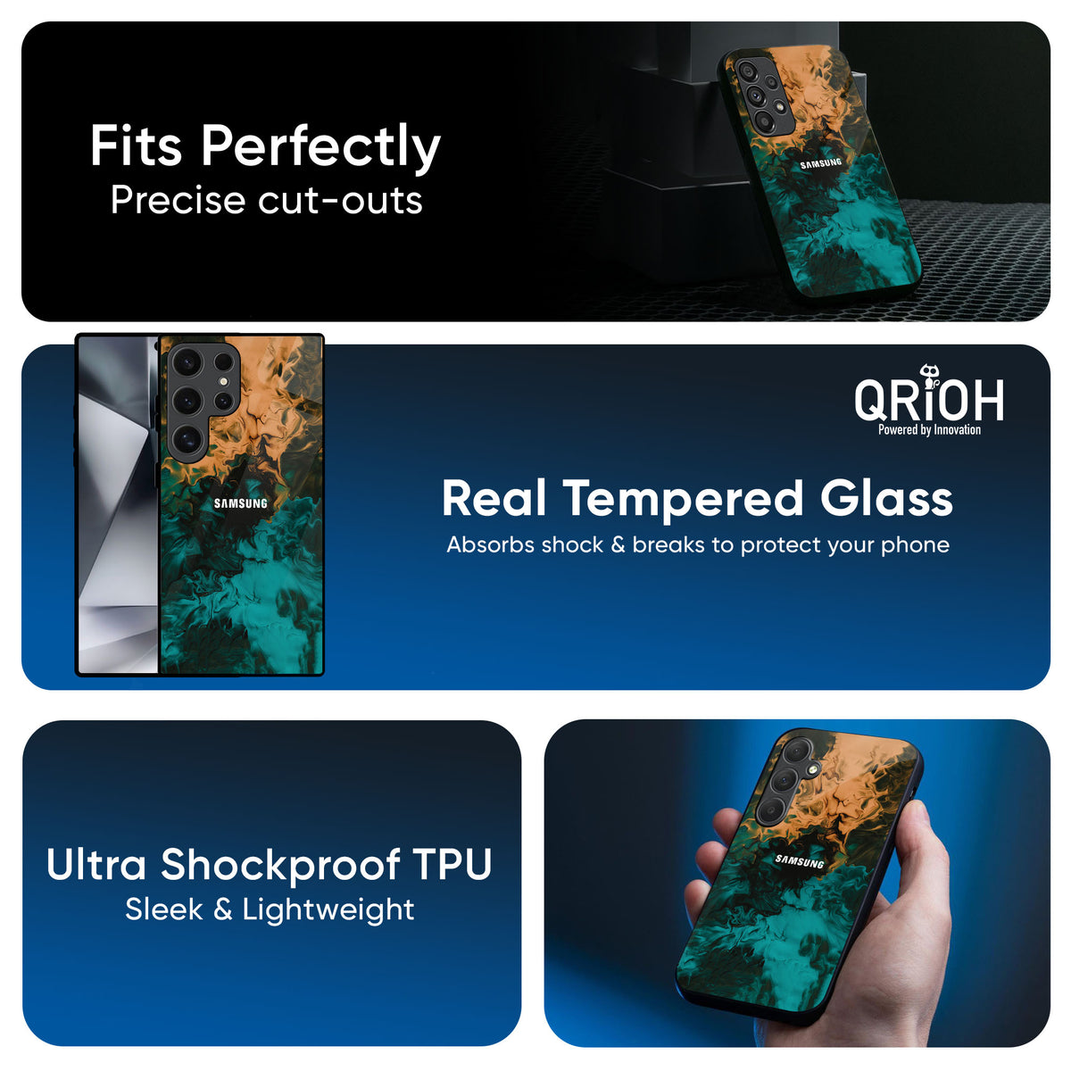 Watercolor Wave Glass Case for Samsung Galaxy M55s