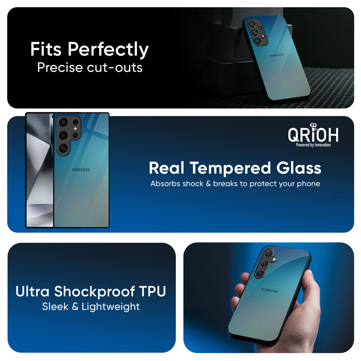 Sea Theme Gradient Glass Case for Samsung Galaxy M55s