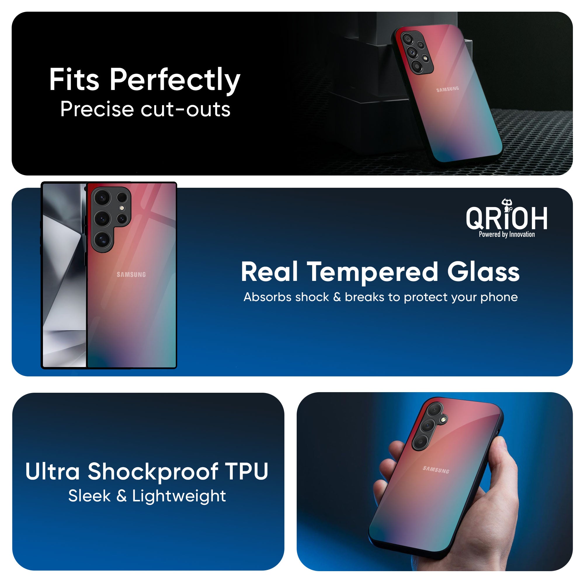 Dusty Multi Gradient Glass Case for Samsung Galaxy M55s