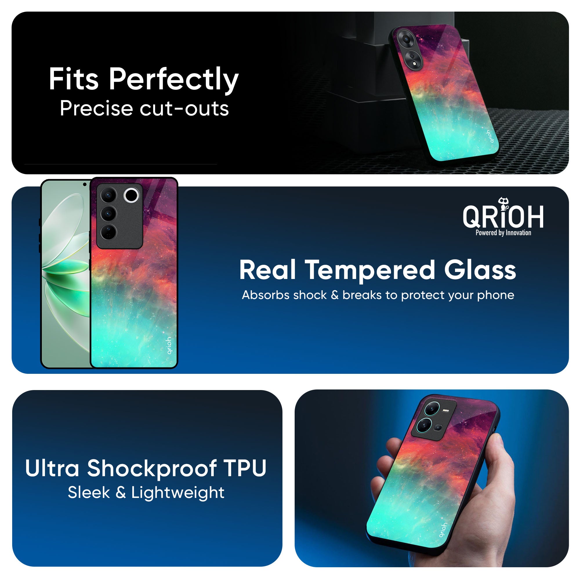 Colorful Aura Glass Case for IQOO Z9s Pro 5G