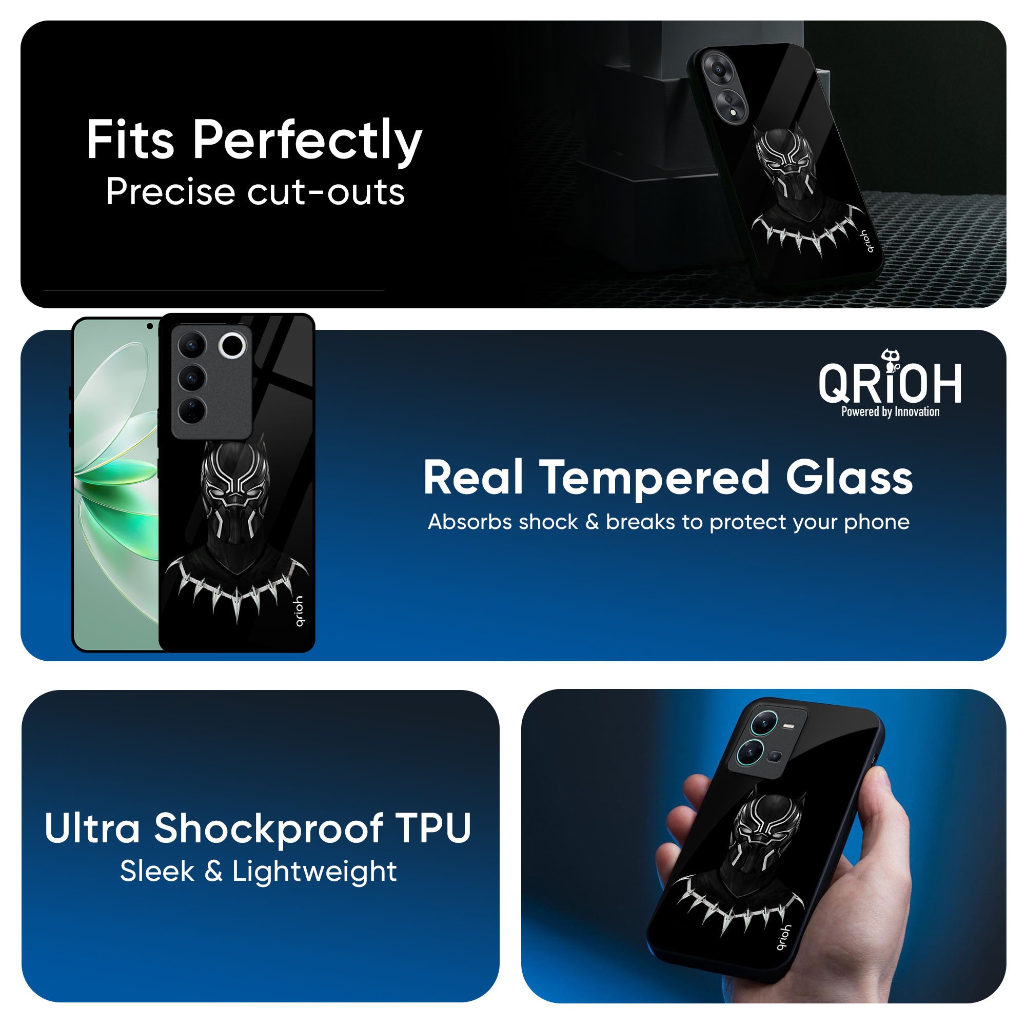 Dark Superhero Glass Case for IQOO Z9s Pro 5G