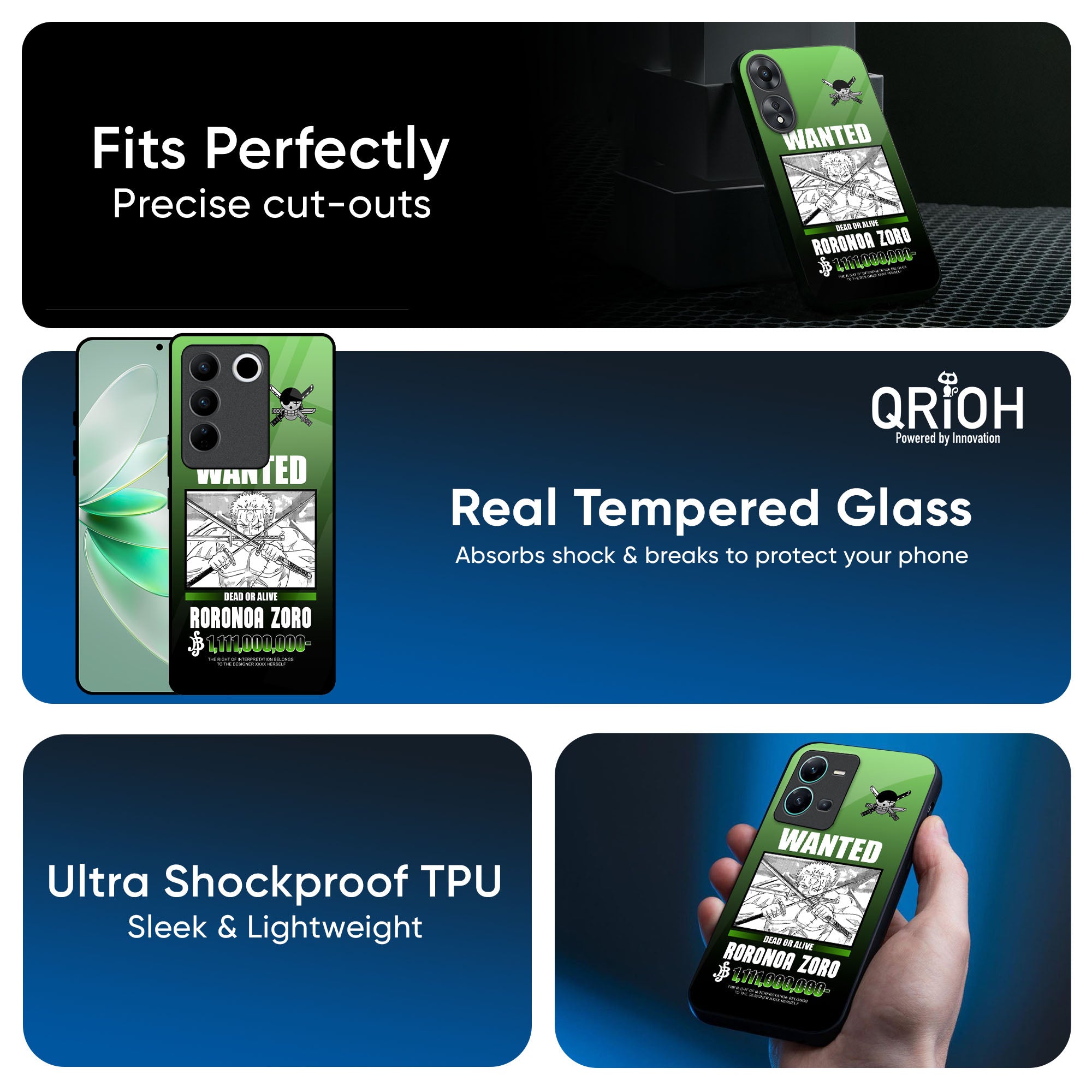 Zoro Wanted Glass Case for IQOO Z9s Pro 5G