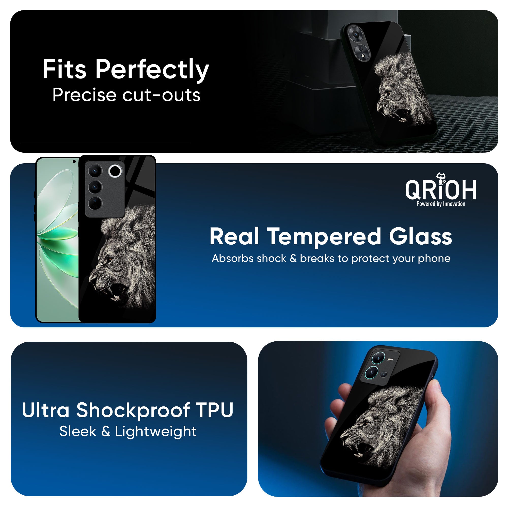 Brave Lion Glass Case for Vivo Y300 5G