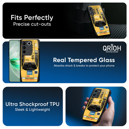 Yellow Racing Car Glass Case for Vivo V20 Pro