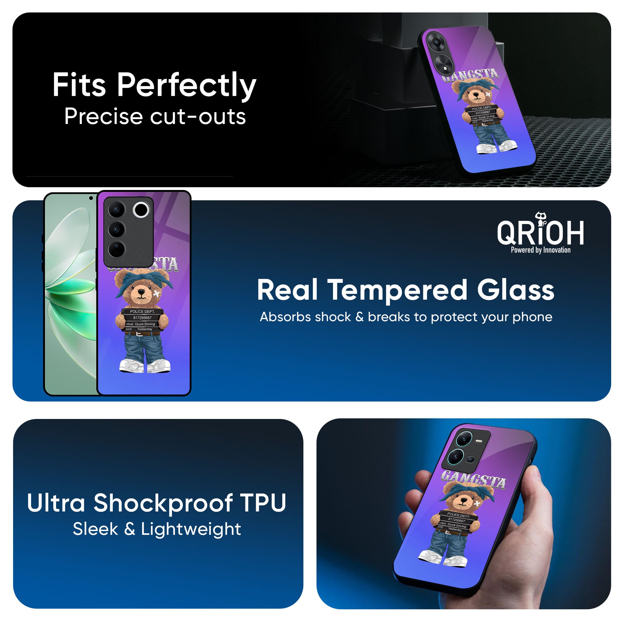 Gangsta Bear Glass Case for Vivo X50 Pro