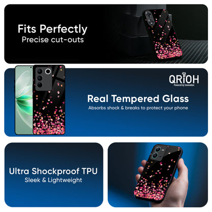 Heart Rain Fall Glass Case For IQOO 13 5G