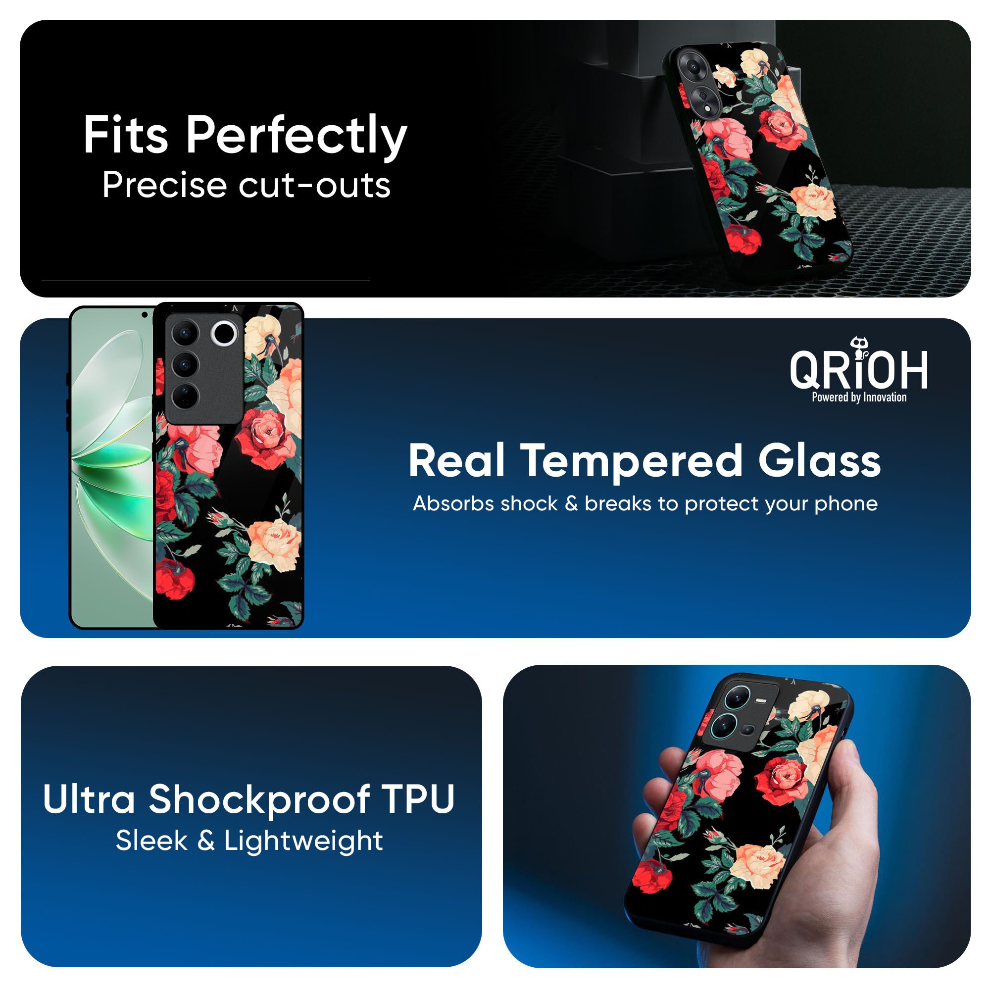 Floral Bunch Glass Case For Vivo Y300 5G