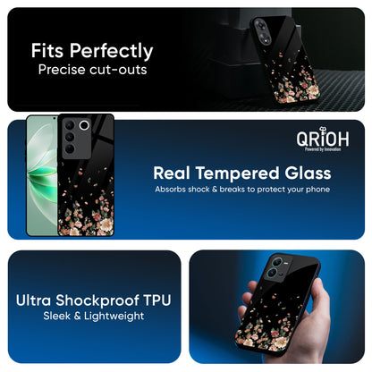 Floating Floral Print Glass Case for IQOO 13 5G