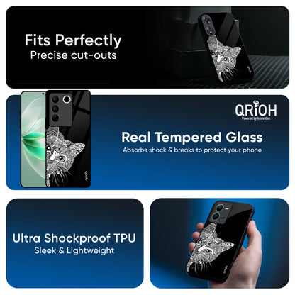 Kitten Mandala Glass Case for IQOO Z9s Pro 5G