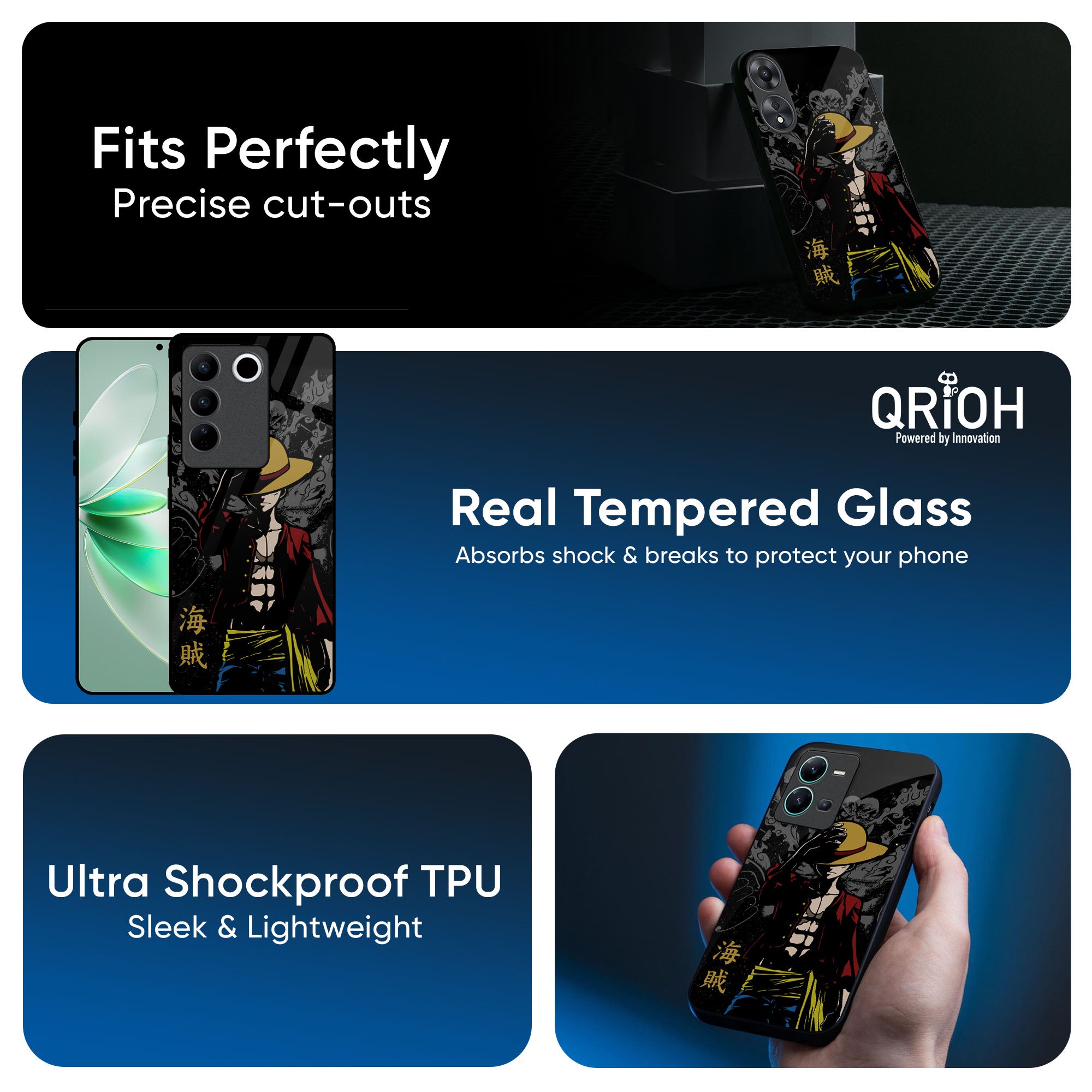 Dark Luffy Glass Case for IQOO Z9s Pro 5G