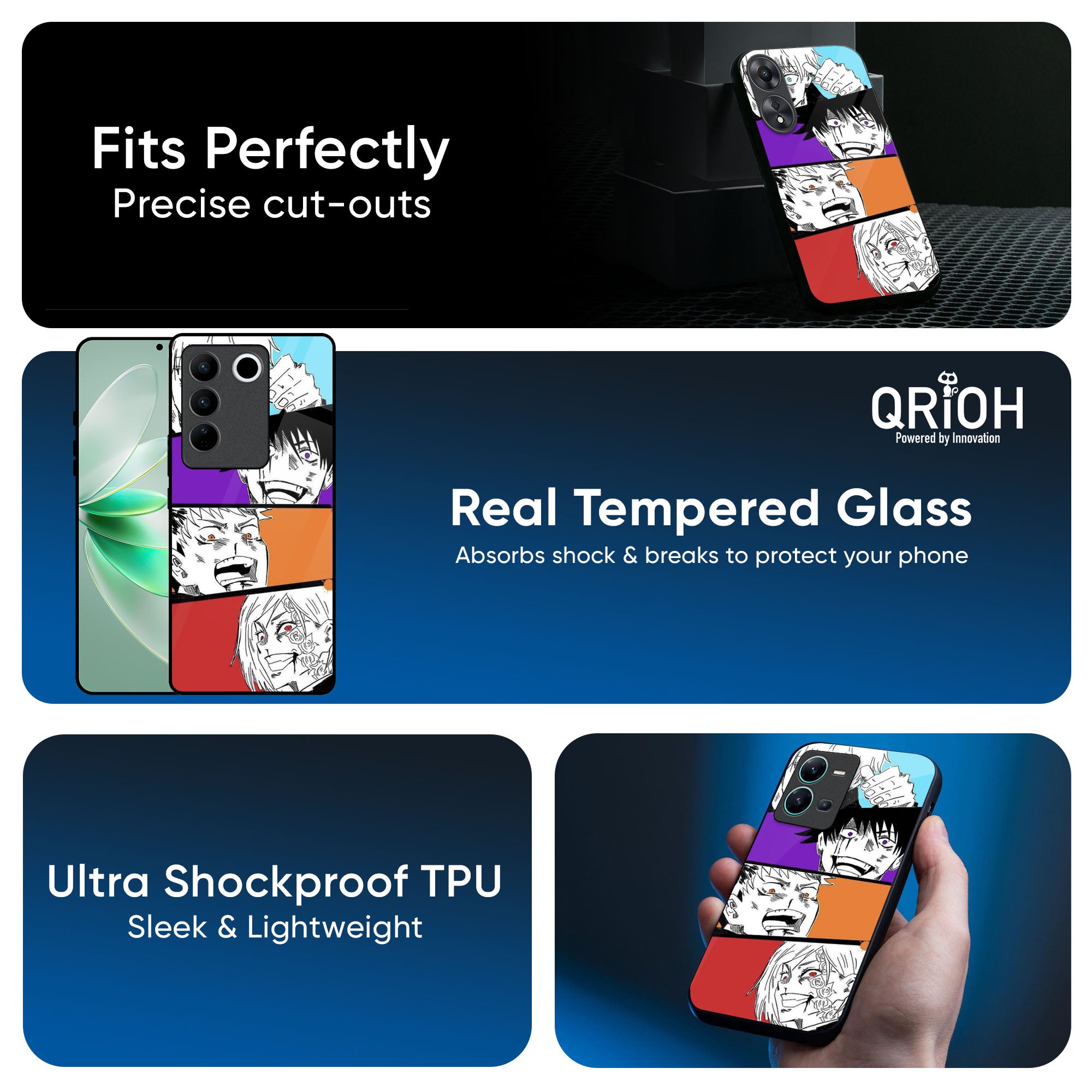 Anime Sketch Glass Case for IQOO Z9s Pro 5G