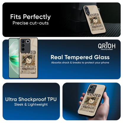Luffy Wanted Glass Case for IQOO Z9s Pro 5G