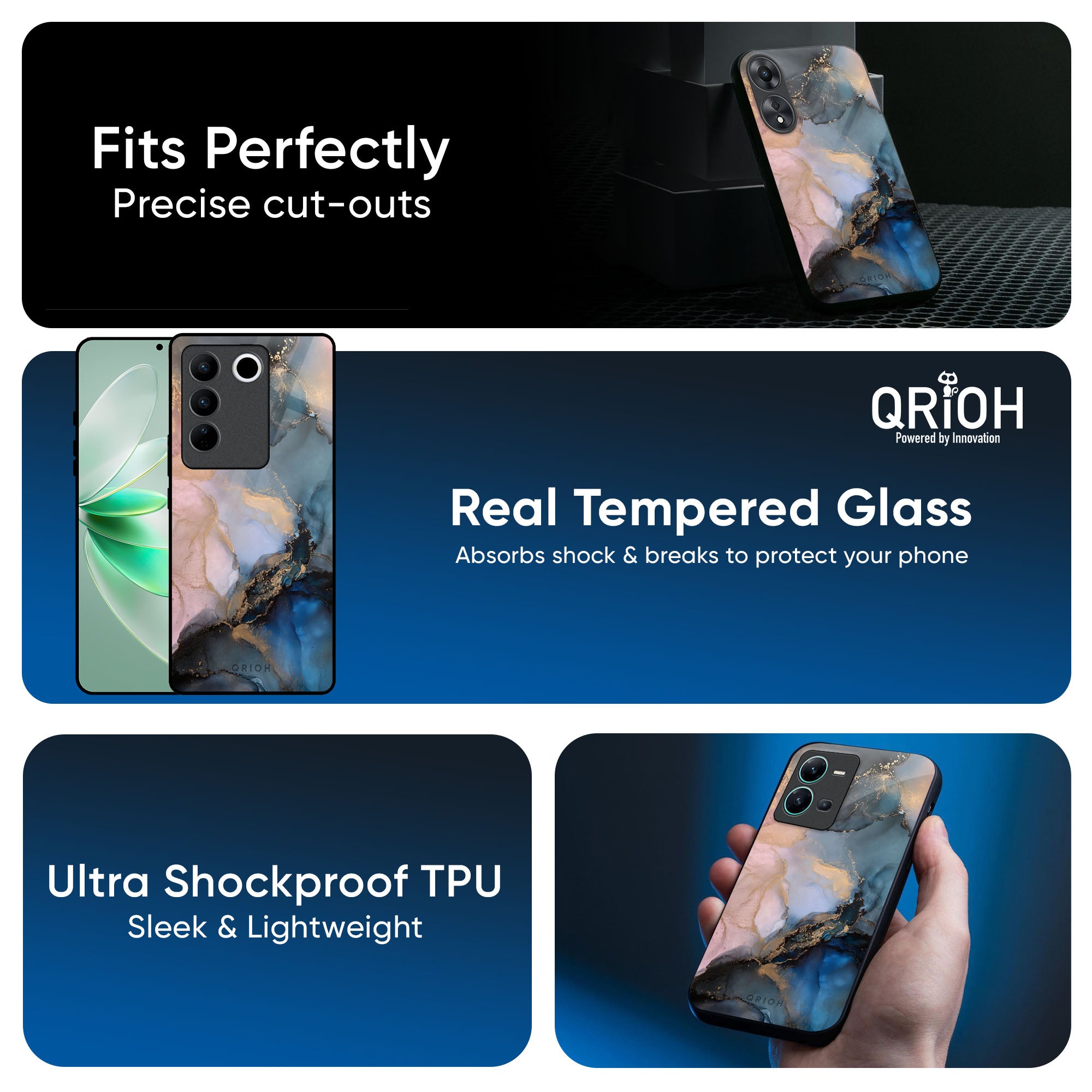 Marble Ink Abstract Glass Case for IQOO Z9s Pro 5G