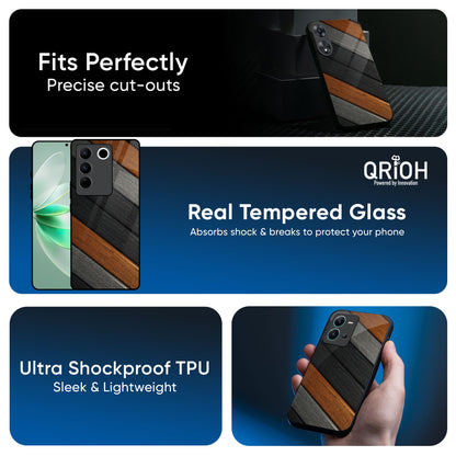 Tri Color Wood Glass Case for IQOO Z9s Pro 5G