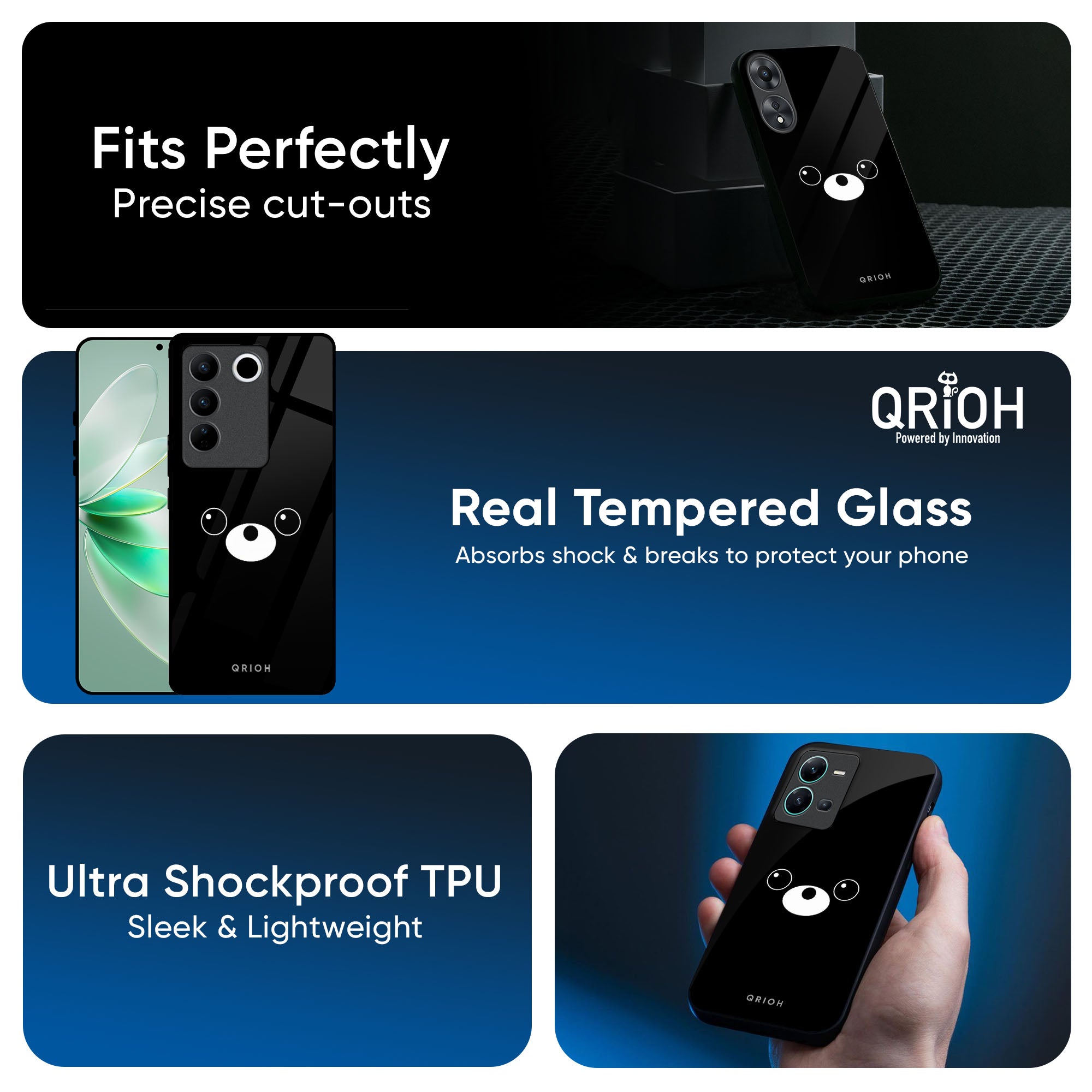 Cute Bear Glass Case for IQOO Z9s Pro 5G