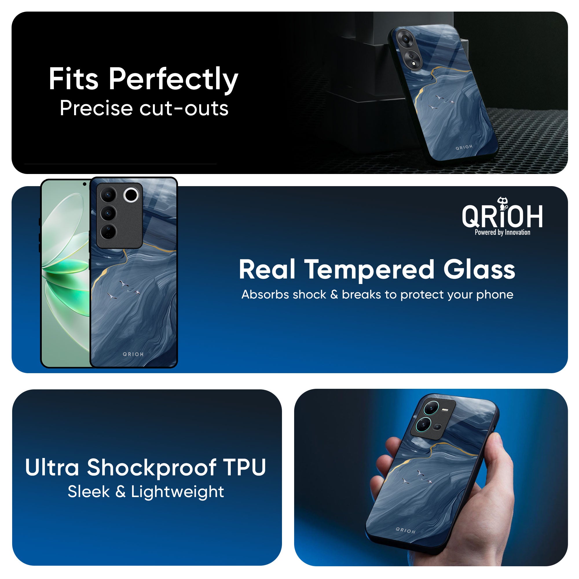 Deep Ocean Marble Glass Case for IQOO Z9s Pro 5G