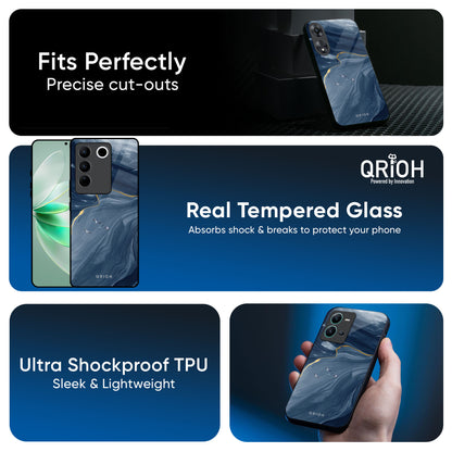 Deep Ocean Marble Glass Case for Vivo T3 Pro 5G