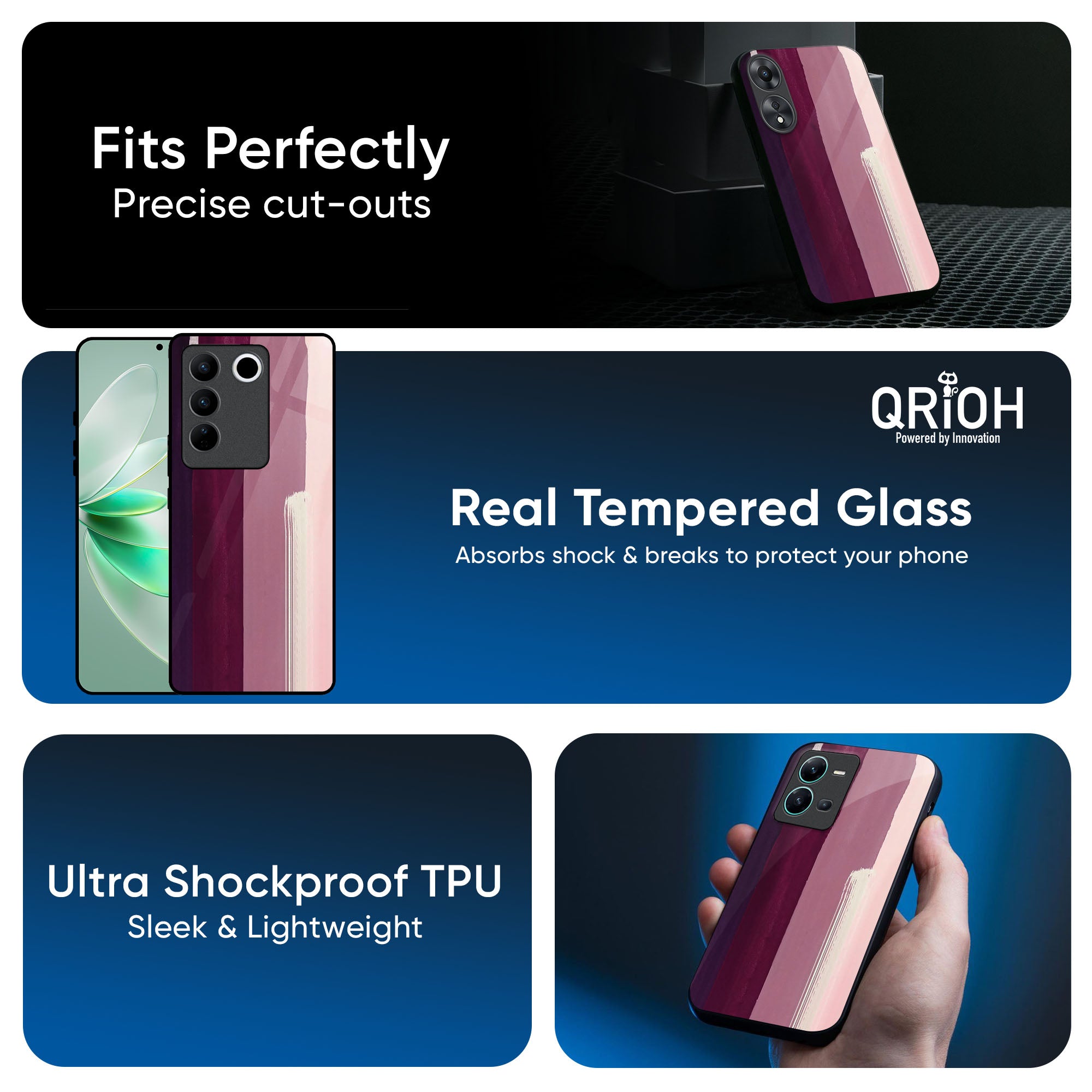 Brush Stroke Art Glass Case for IQOO Z9s Pro 5G