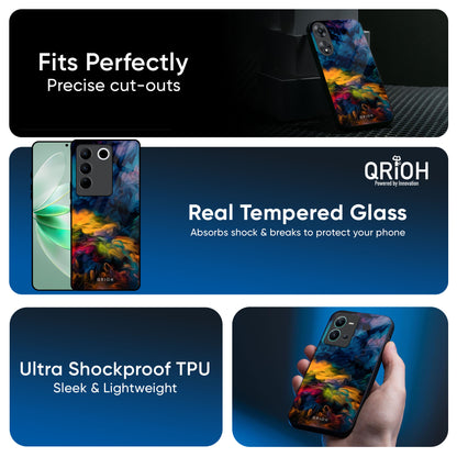 Multicolor Oil Painting Glass Case for IQOO Z9s Pro 5G