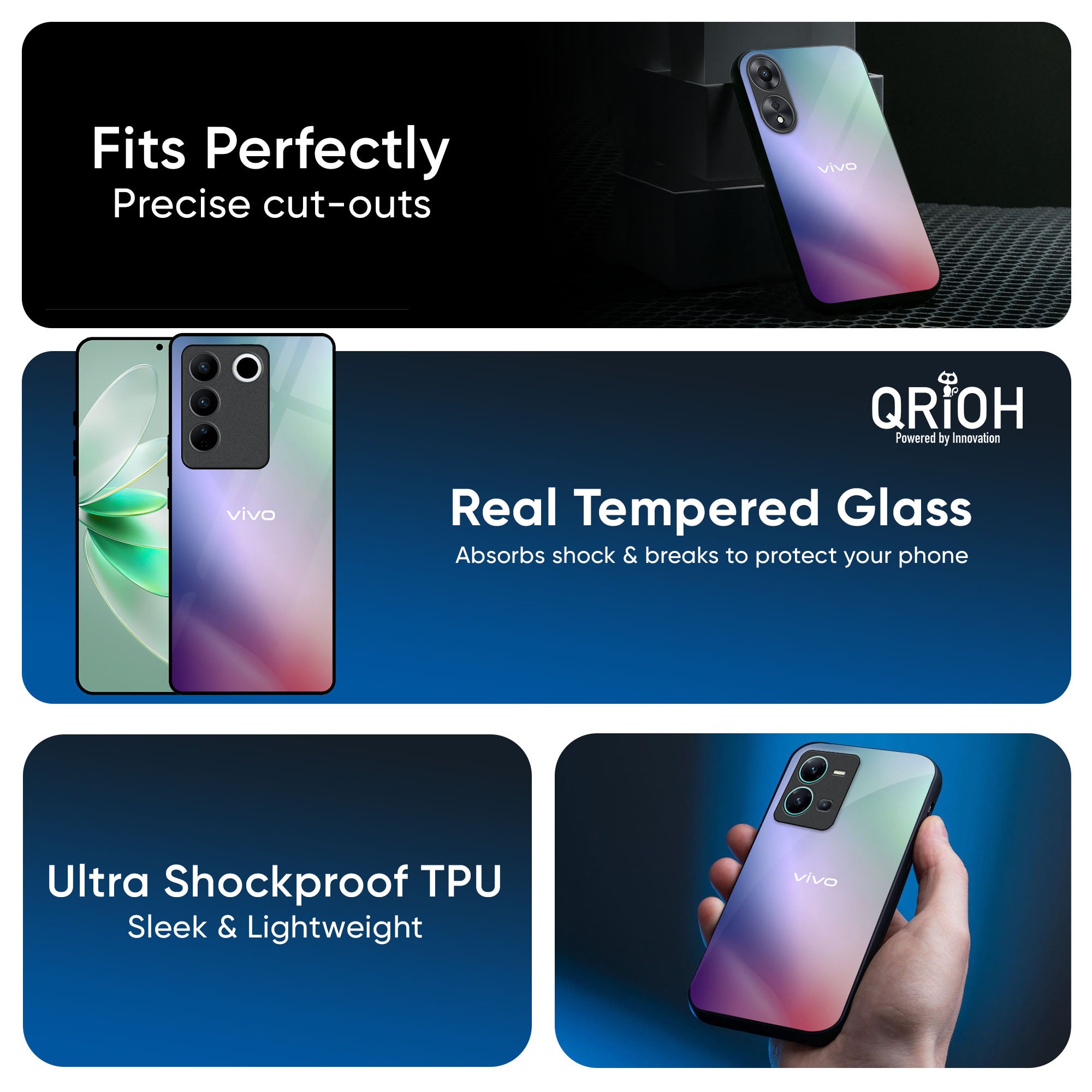 Abstract Holographic Glass Case for IQOO Z6 5G