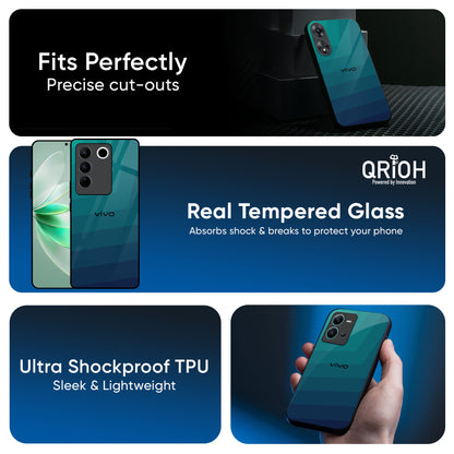Green Triangle Pattern Glass Case for IQOO 13 5G
