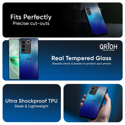 Blue Rhombus Pattern Glass Case for IQOO Z9s Pro 5G