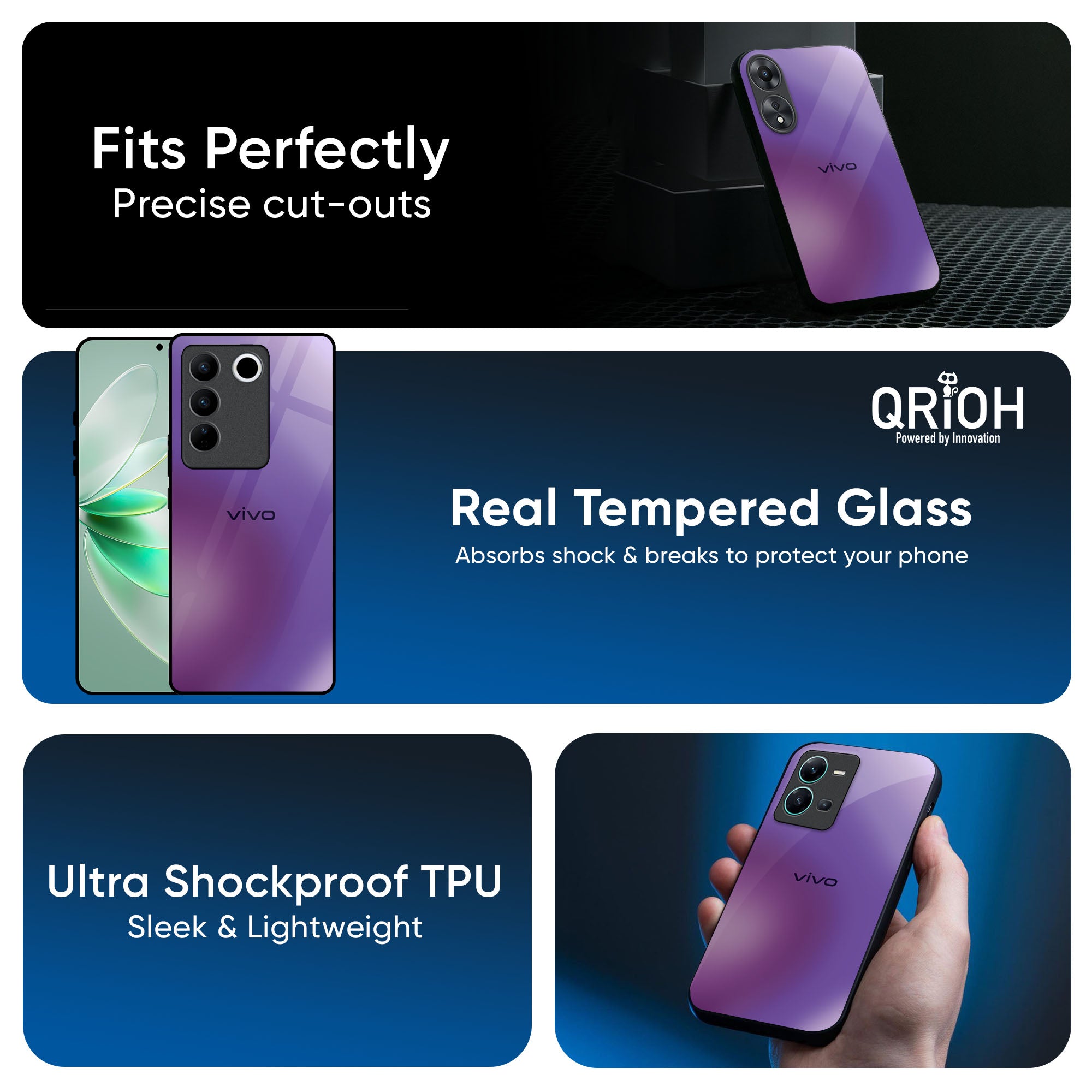 Ultraviolet Gradient Glass Case for IQOO Z9s Pro 5G