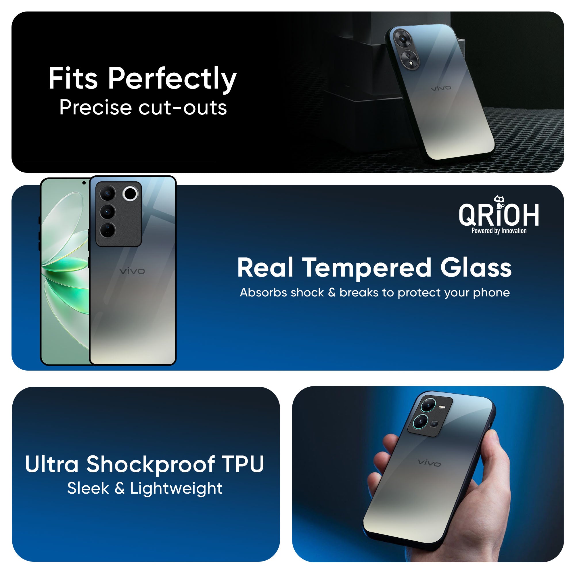Tricolor Ombre Glass Case for IQOO Z9s Pro 5G