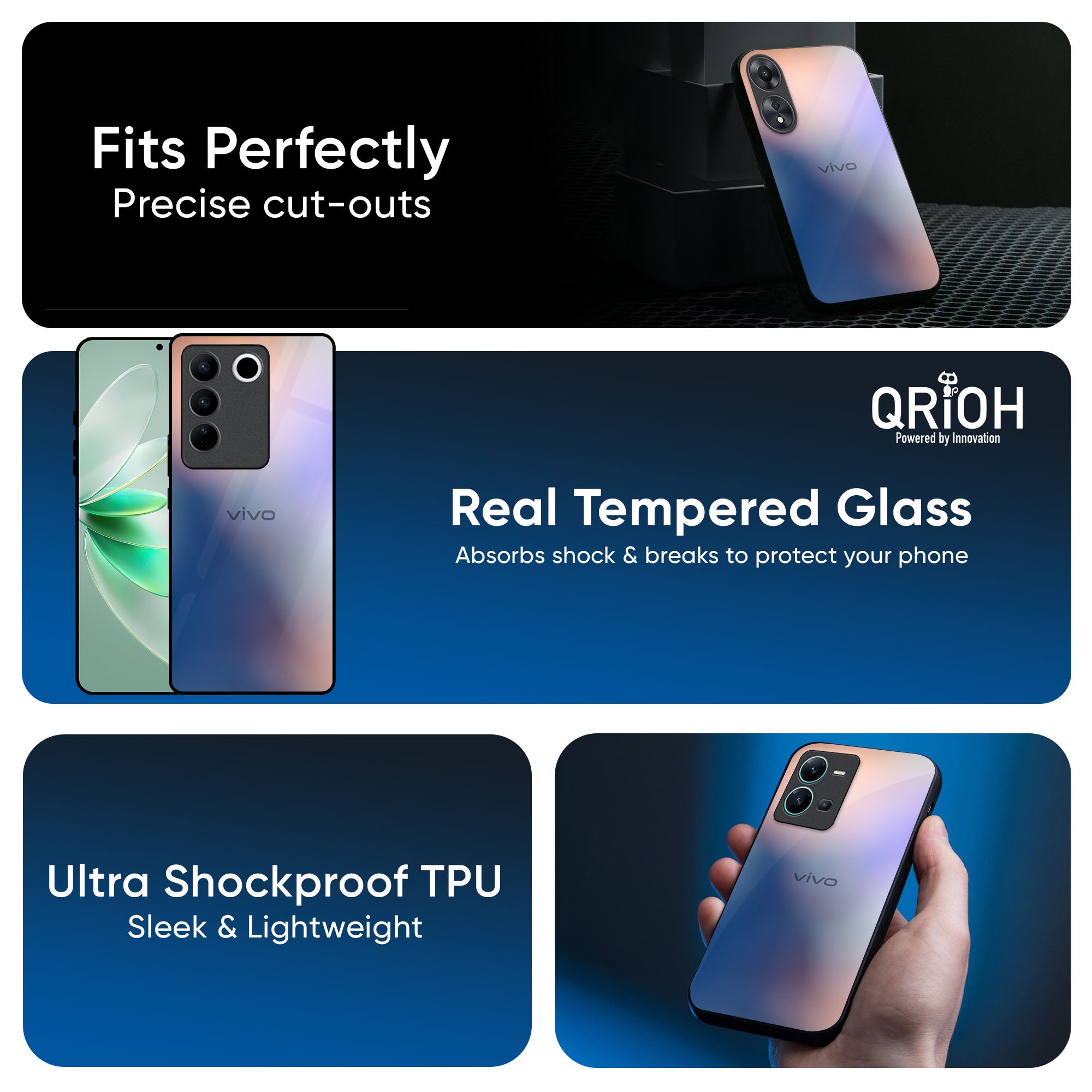 Blue Mauve Gradient Glass Case for IQOO Z9s Pro 5G