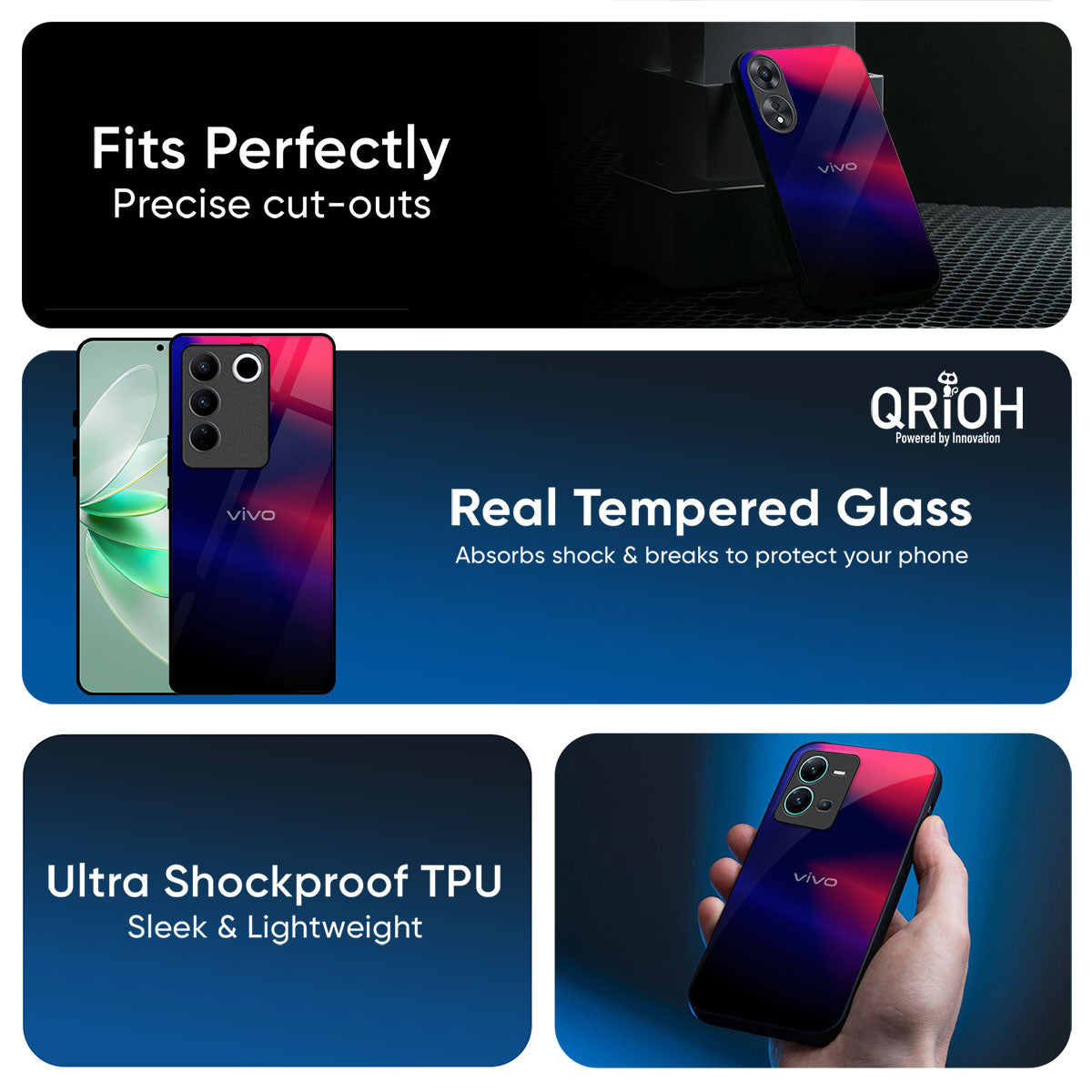 Blue Ombre Glass Case for Vivo X200 5G