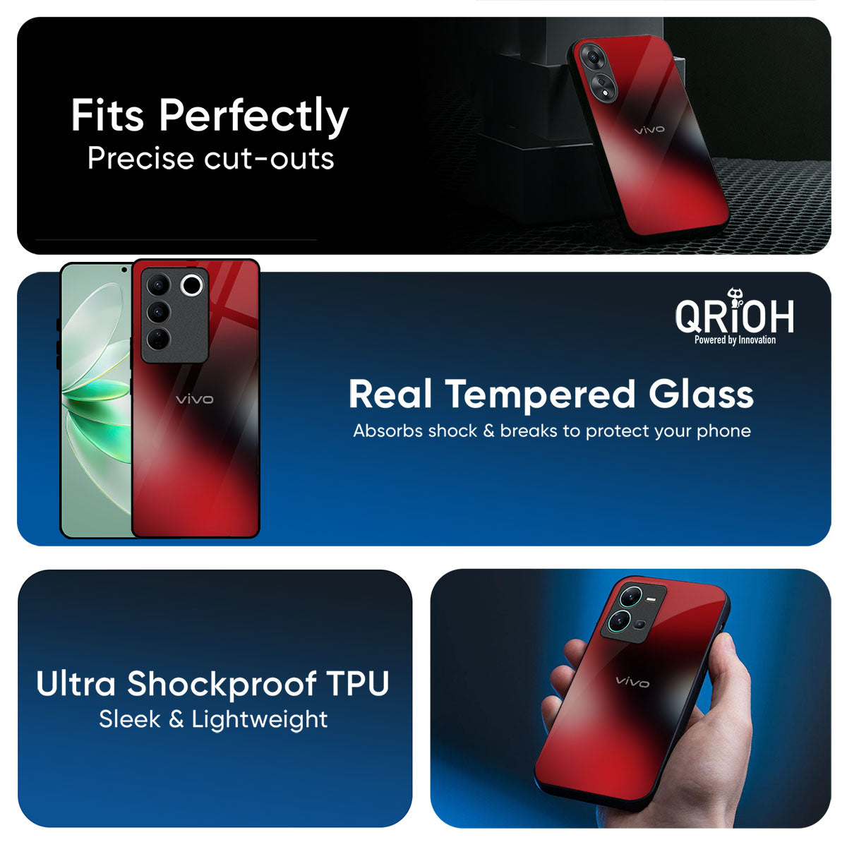 Red Garnet Glass Case for IQOO Z9s Pro 5G